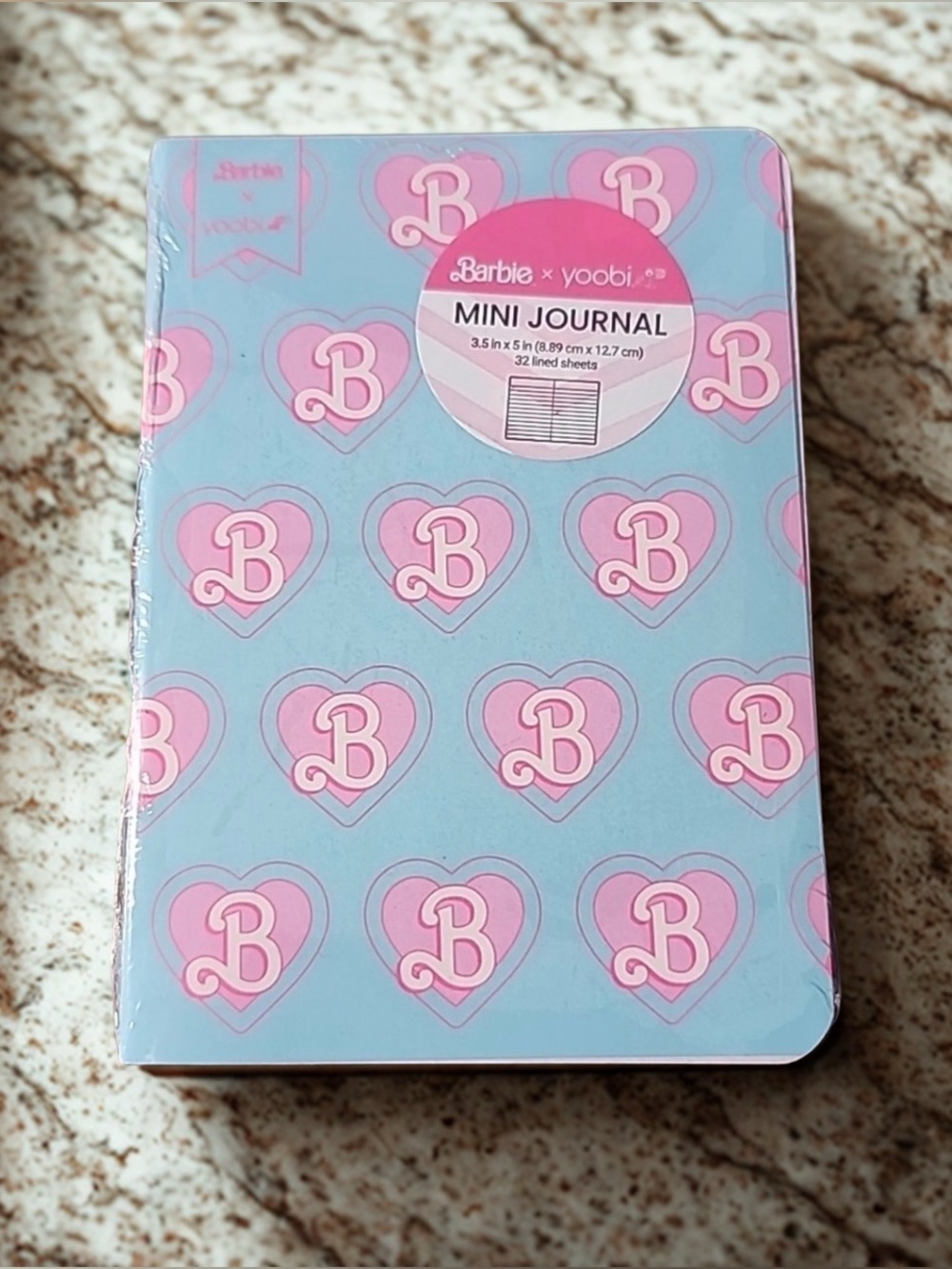 Barbie x Yoobi Mini Journal - Pink Hearts on Blue (12)